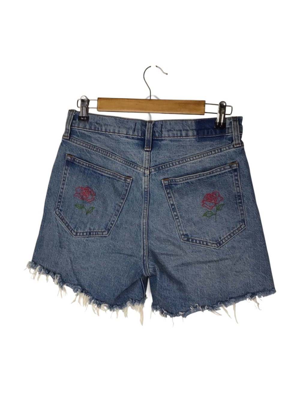Abercrombie & Fitch The Dad Short High Rise with Embroidered Rose Size 26.